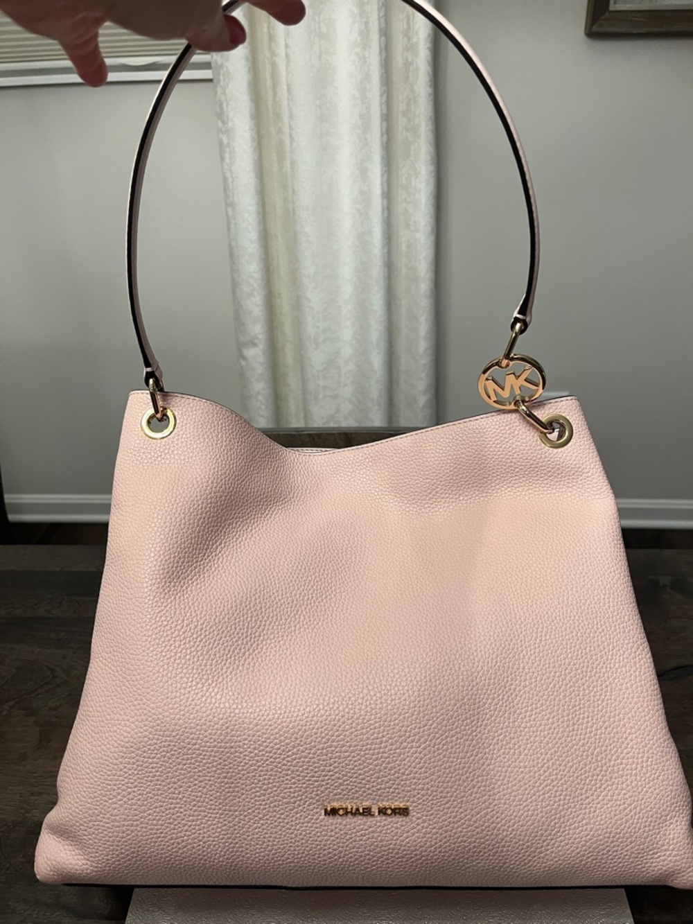 Michael Kors Light Pink Pebbled Leather Shoulder Hobo